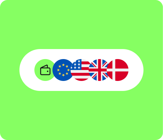 Wallet with four country flags